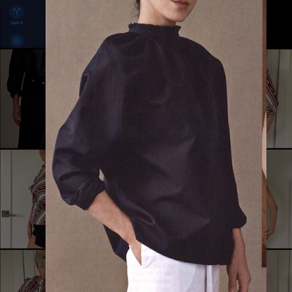 Atlantique Ascoli Paris Cotton Black Blouse Long Sleeve Made in France Size XS - Picture 3 of 9
